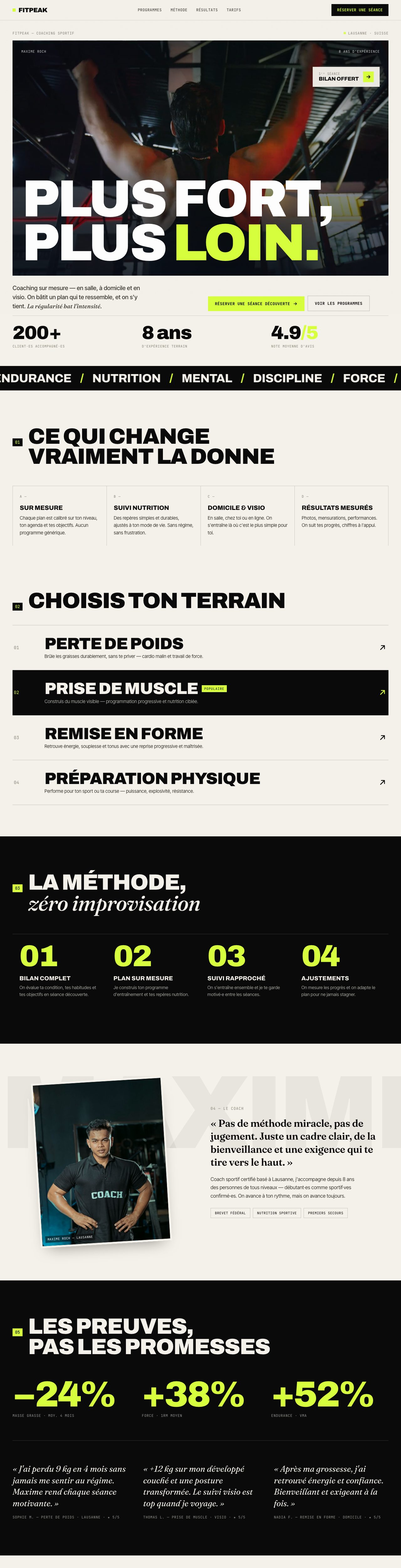 Site du coach sportif FitPeak